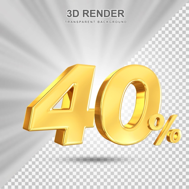 40% 할인 3D 골드 렌더링