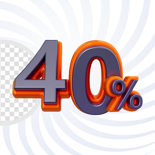 40 percent discount for online shop sale banner realistic number 3d render concept