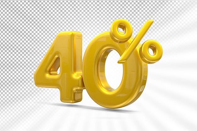 40 per cento di offerta d'oro in 3d