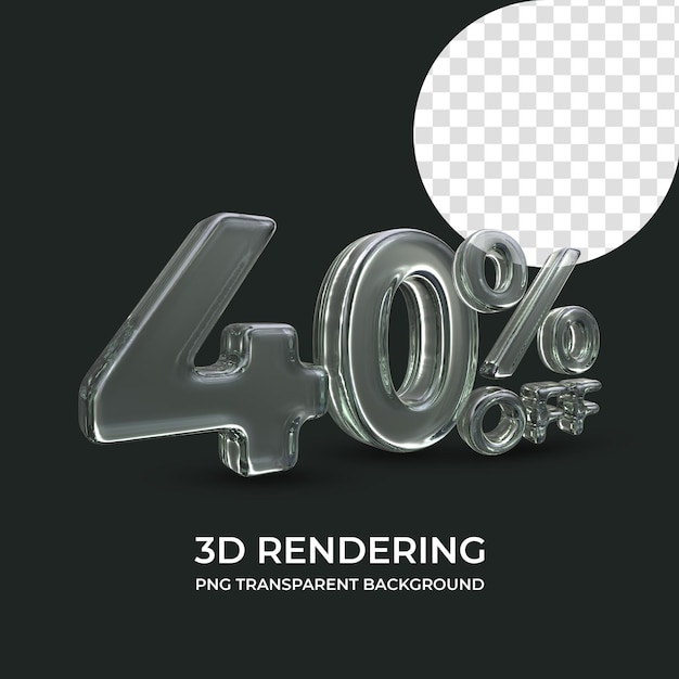 40 percento di sconto su sfondo trasparente isolato rendering 3d