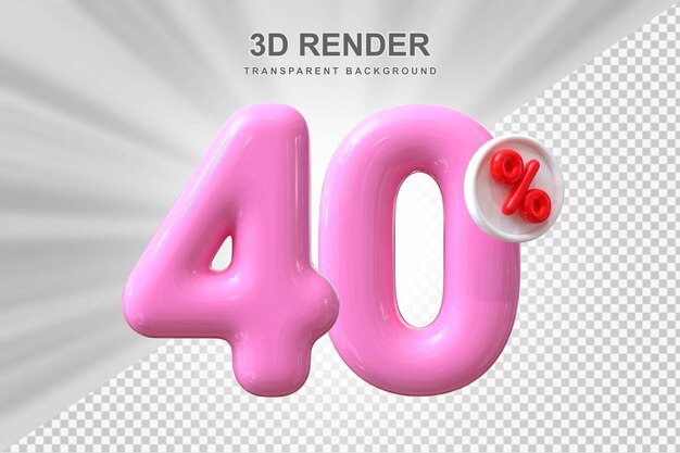 PSD offerta del 40% nel rendering di palloncini 3d