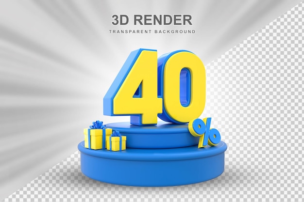 PSD 3d ギフト レンダリングで 40% のオファー