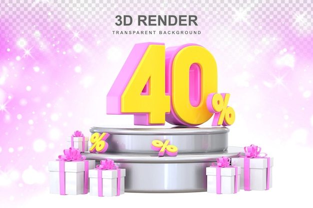 40% 승진과 선물 3D