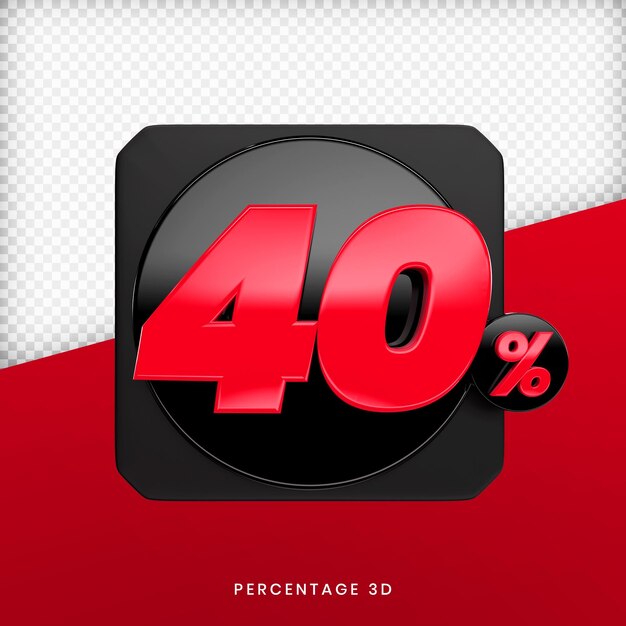 40 percentuale di rendering 3d psd premium