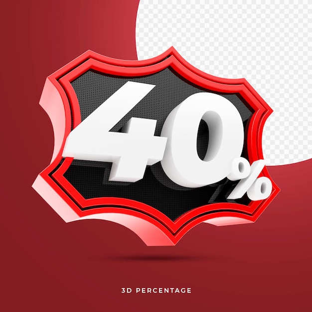 PSD 40 percentuale di rendering 3d premium