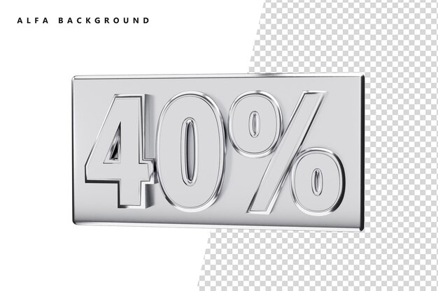 40 procent zilver nummer met 3D-rendering