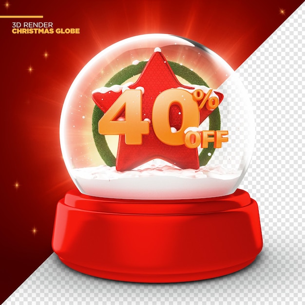 40 Procent Zniżki Na Ofertę Promocyjną Christmas Globe 3d Render Isolated