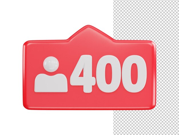 400 sociale media volger pictogram 3d-rendering vector illustratie