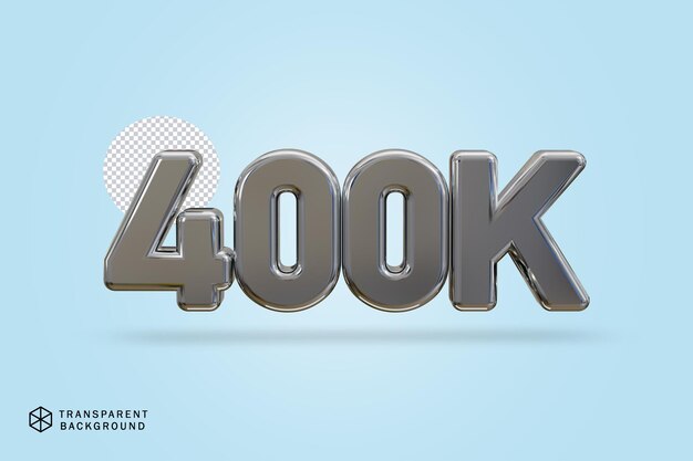 PSD 400k social media like followers text 3d render