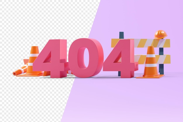 PSD 404 ilustration 3d colore pastello colore rosa sottocostruzione web isolato forma guai fallire