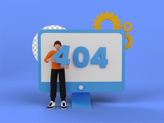 404Error 404 concept for landing page. 3d illustration