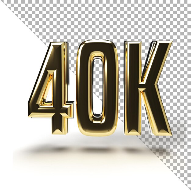 40k follower dark golden 3d text, transparent 3d text