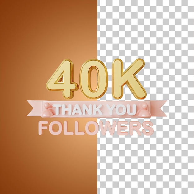 PSD 40k followers gold 3d rendering