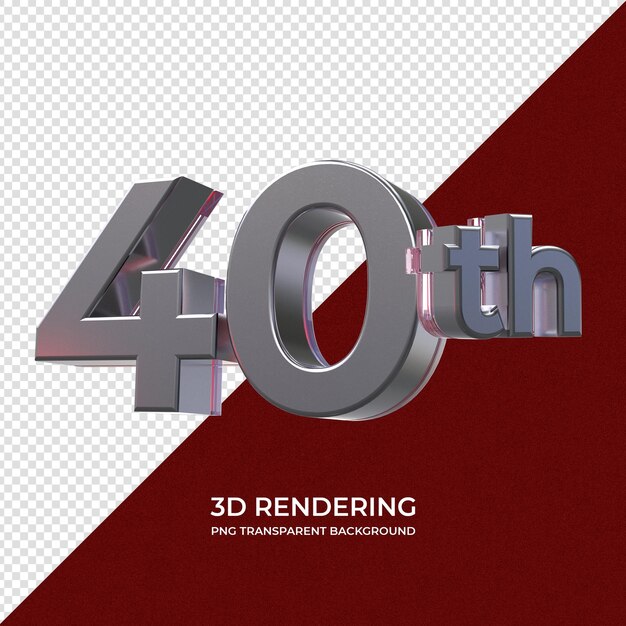 40th 3d rendering transparent background