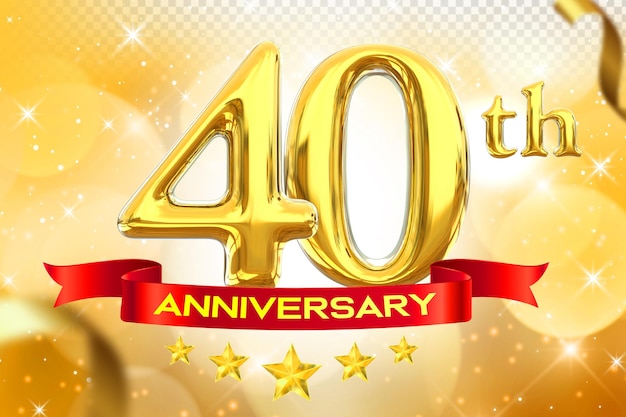 PSD 40th anniversary gold banner 3d