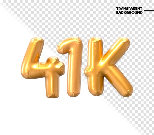 PSD 41k number gold 3d render