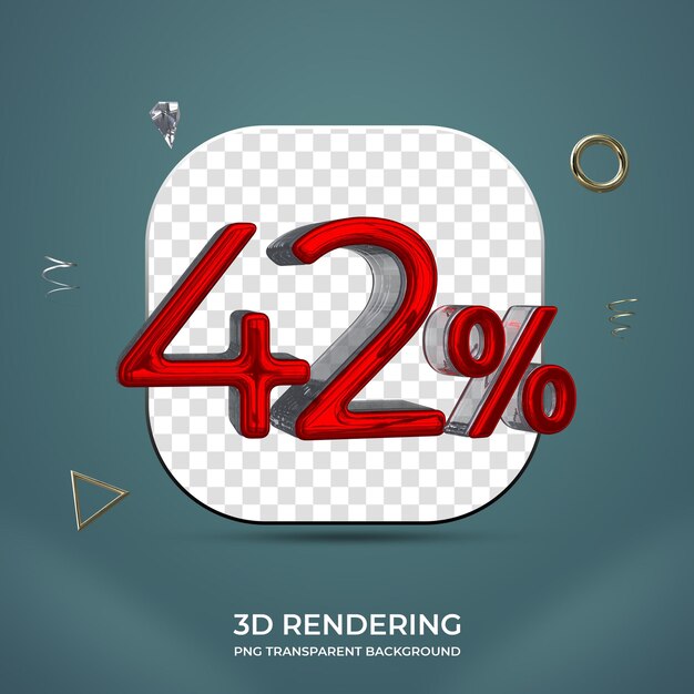 42 percent 3d number transparent background