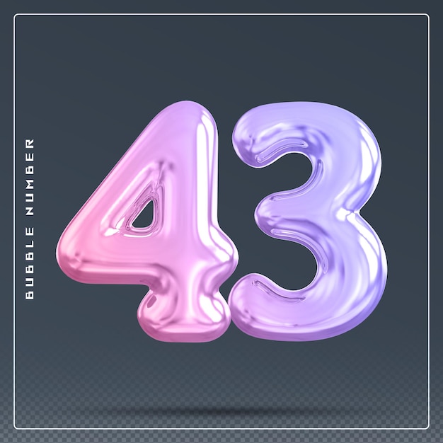 43 number bubble gradient 3d render