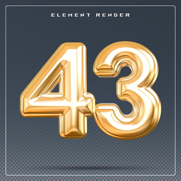 ナンバー 43 ゴールデン 3D レンダー