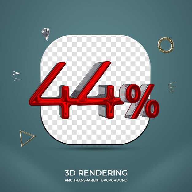 PSD 44 percent 3d number transparent background