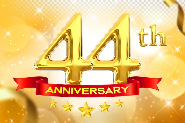 44th anniversary gold banner 3d