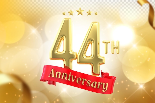 Золотой баннер 44-й годовщины 3D