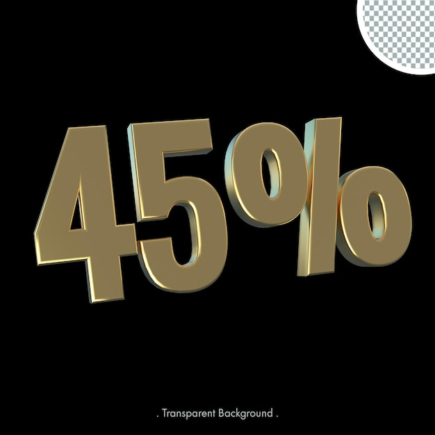 PSD 45 скидка сорок пять процентов на золотой 3d-рендер предлагает специальные продажи tag
