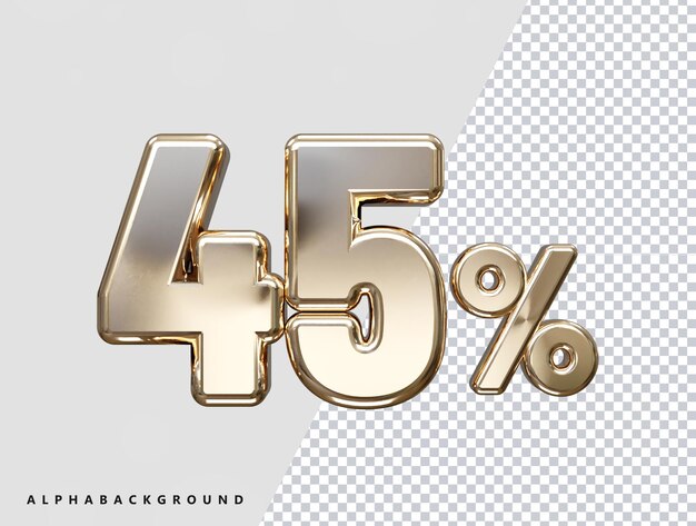45 per cento di sconto sull'effetto di testo vettoriale 3d rendering oro