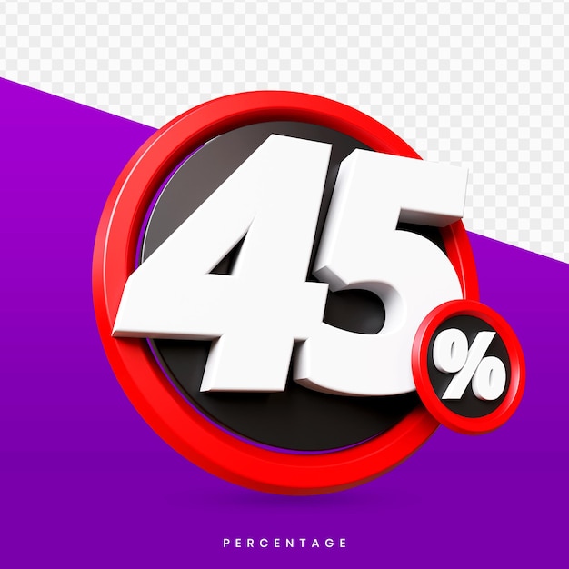 45 percento 3d isolato