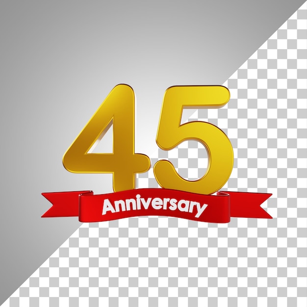 45 year happy anniversary number 3d rendering