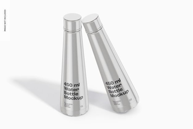 450 ml water bottles mockup, leaned