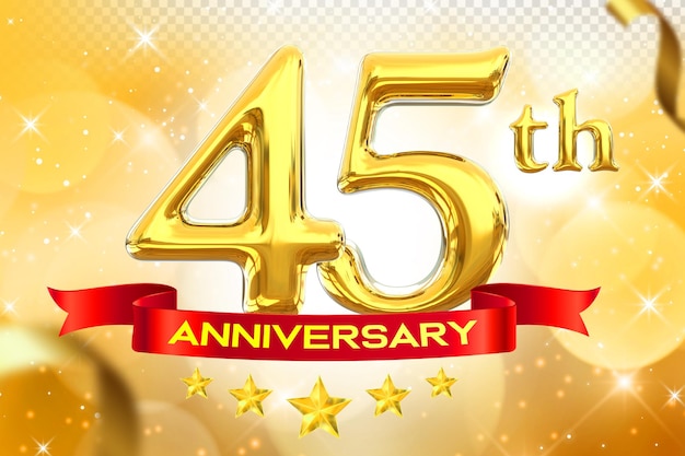 PSD Золотой баннер 45-й годовщины 3d