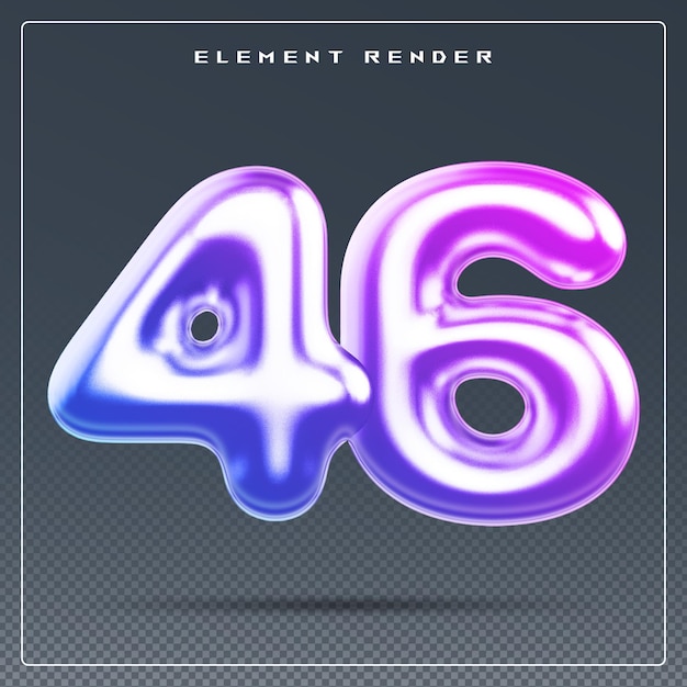 PSD 46 number gradient 3d render