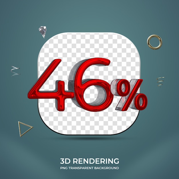 46 percent 3d number transparent background