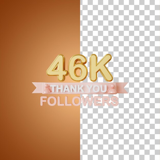 46k followers gold 3d rendering