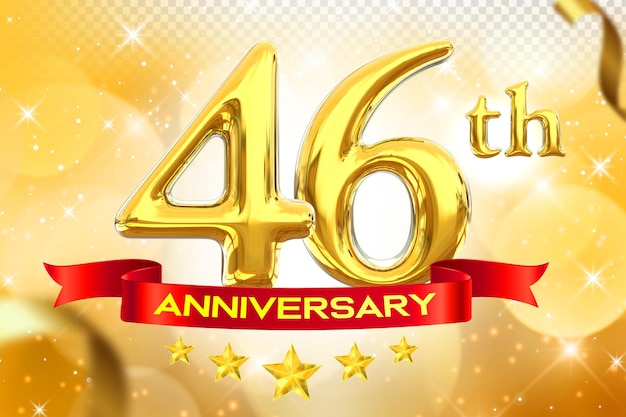 46th anniversary gold banner 3d