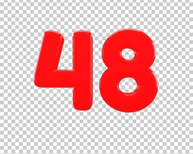 48 number forty eight hours red icon 3d