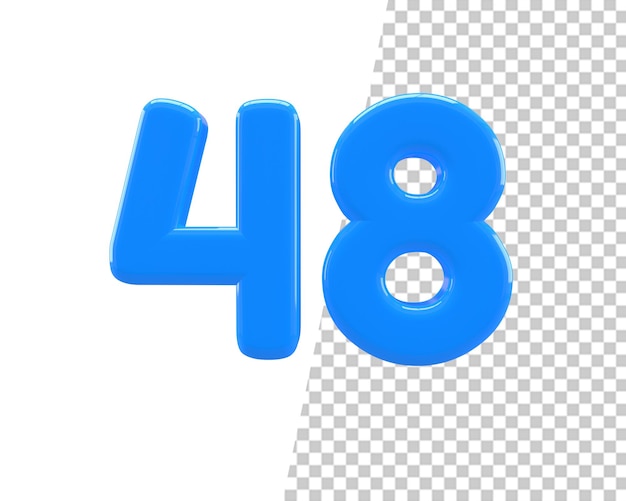 48 nummer achtenveertig uur blauw pictogram 3d