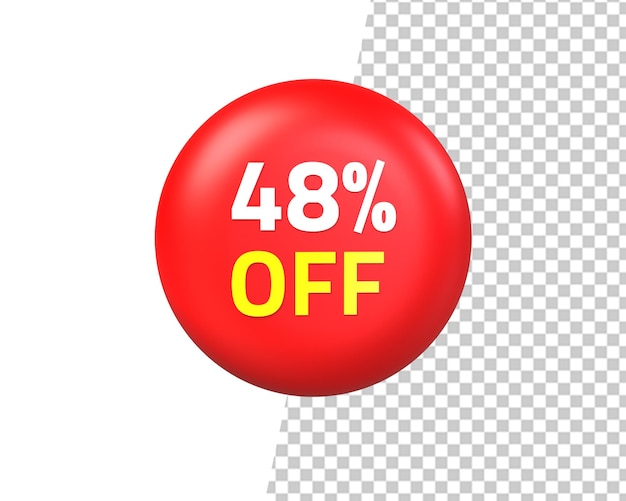 48 percento di offerta di vendita etichetta rossa 3d