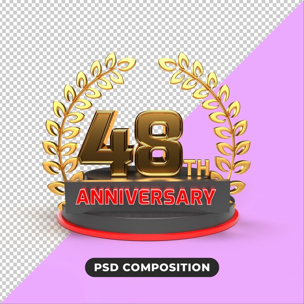 PSD 48th  anniversary 3d rendering  transparent background