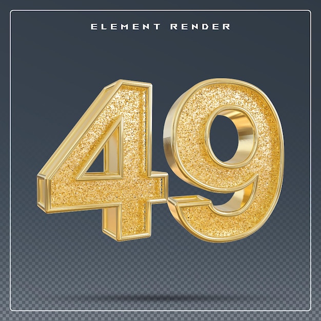 PSD 49 number gold 3d render