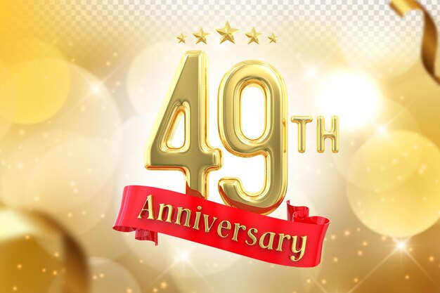 49th anniversary gold banner 3d