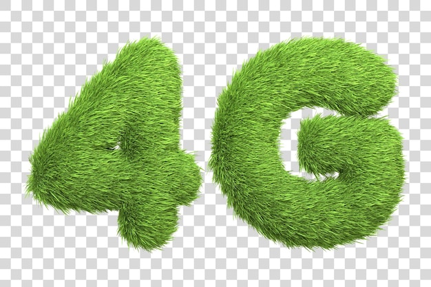 4g symbol with a green grass texture isolated on a white background 3d render illustration