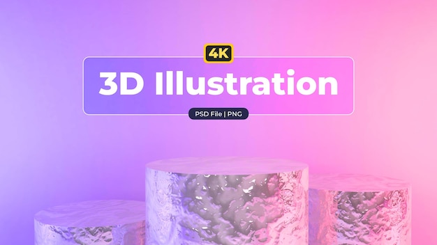 4K 3D Scenery Three Podium