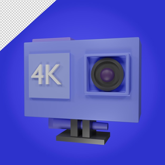 PSD 4k action cam 3d illustration with transparent background