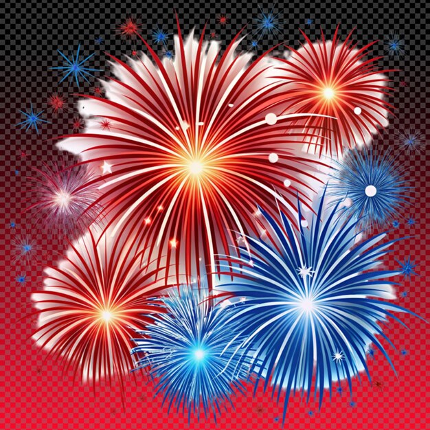 PSD 4rth july fireworks on transparent background