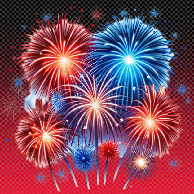 PSD 4rth july fireworks on transparent background