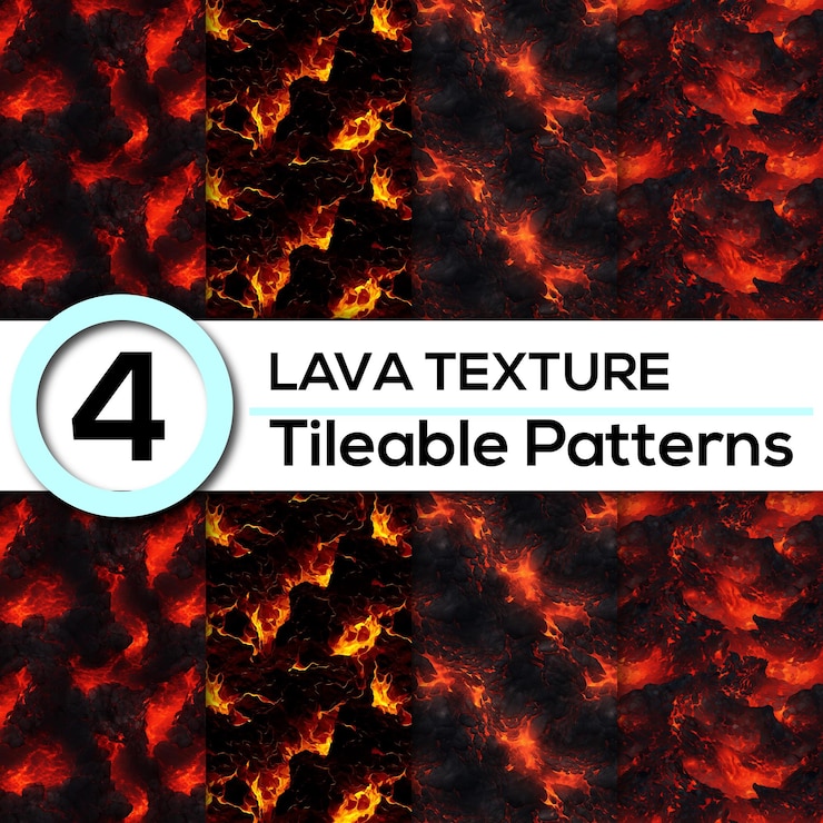 PSD 4set intense lava textures seamless fiery patterns radiating molten allure backgrounds