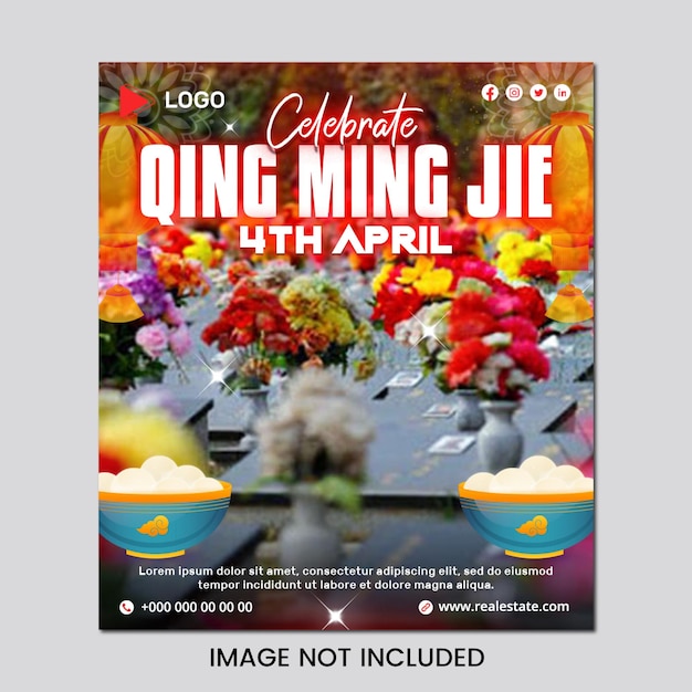 PSD 4 aprile cina qingming festival celebrazione instagram e facebook modello di post