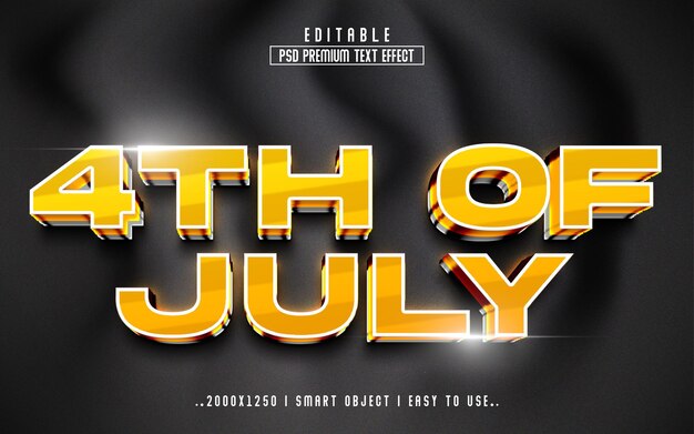 PSD 4th of july 3d editable text effect style